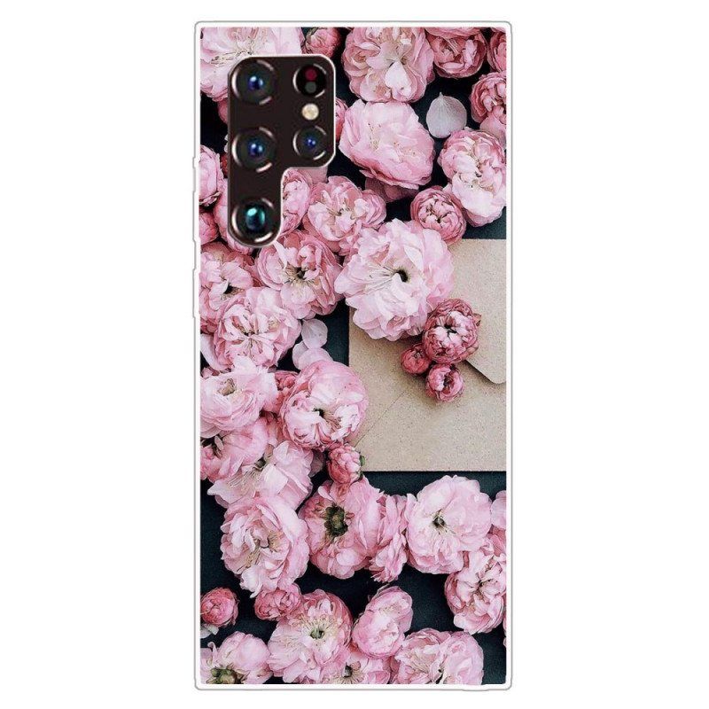 Mobildeksel Til Samsung Galaxy S22 Ultra 5G Rosa Blomster