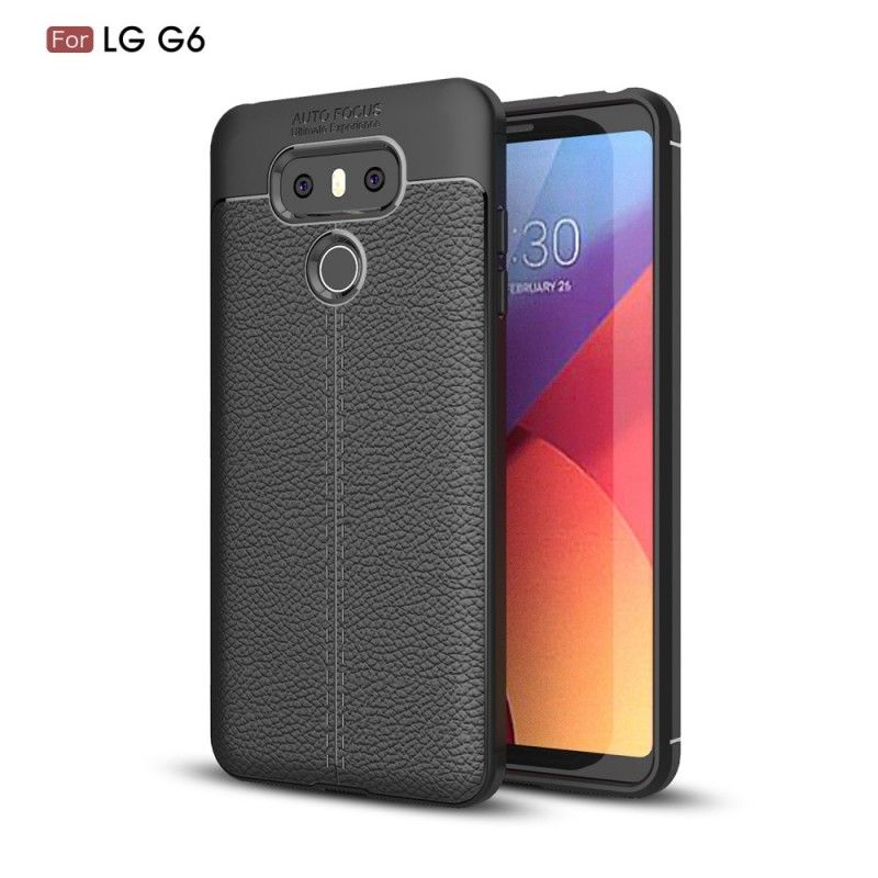 Deksel LG G6 Svart Dobbeltlinjet Litchi-Læreffekt