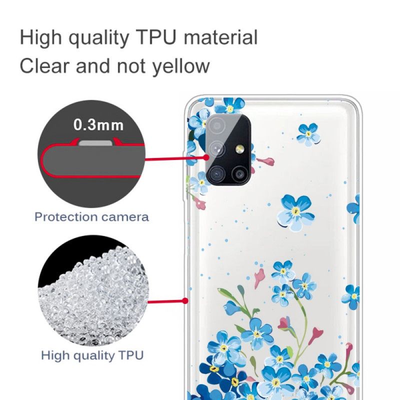 Deksel for Samsung Galaxy M51 Blå Blomster