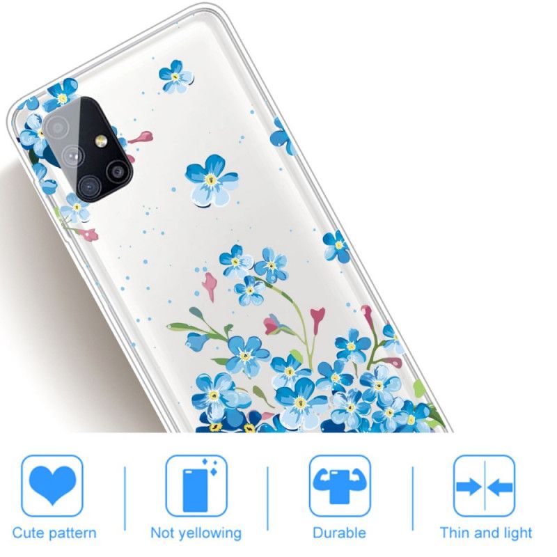 Deksel for Samsung Galaxy M51 Blå Blomster