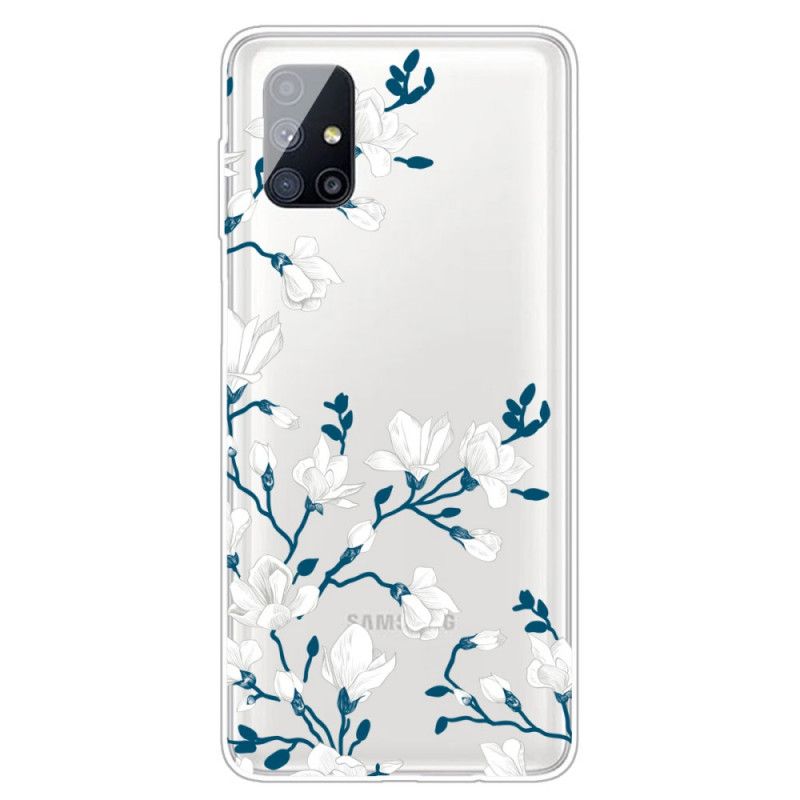 Deksel for Samsung Galaxy M51 Hvite Blomster