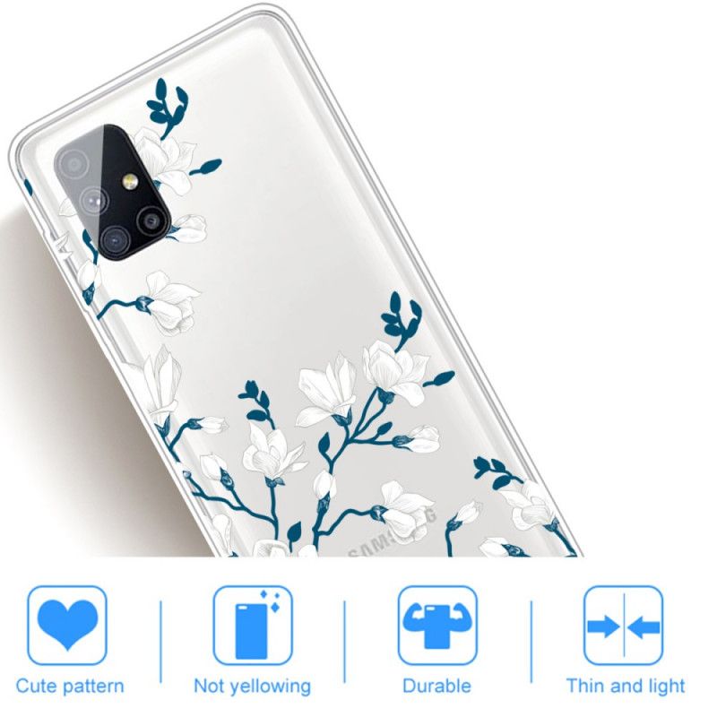 Deksel for Samsung Galaxy M51 Hvite Blomster