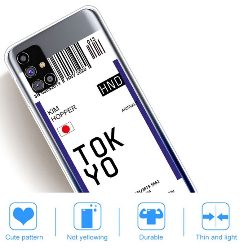 Deksel for Samsung Galaxy M51 Svart Boarding Pass Tokyo