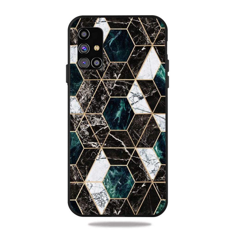 Deksel for Samsung Galaxy M51 Svart Marmorfarget Geometri