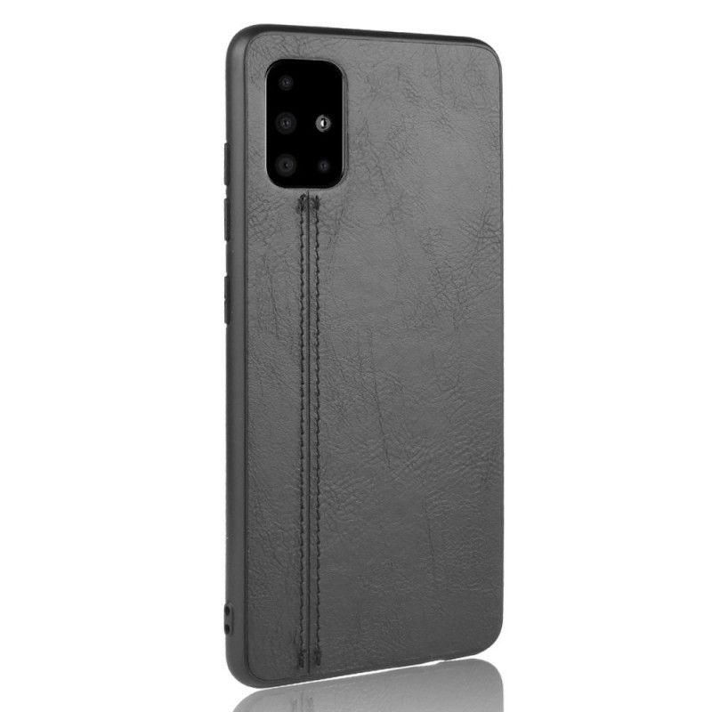 Deksel for Samsung Galaxy M51 Svart Sydd Skinneffekt