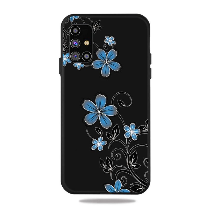 Deksel Samsung Galaxy M51 Blå Blomster Beskyttelse