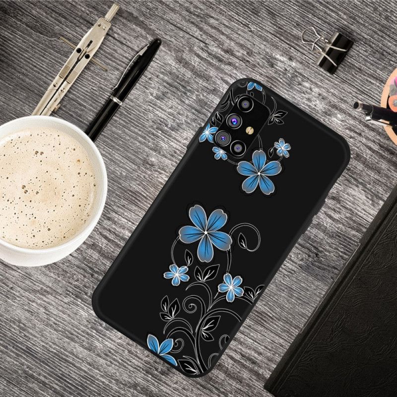 Deksel Samsung Galaxy M51 Blå Blomster Beskyttelse