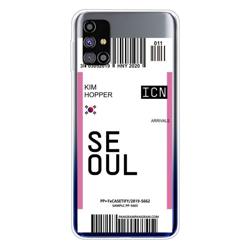 Deksel Samsung Galaxy M51 Magenta Boardingkort Til Seoul