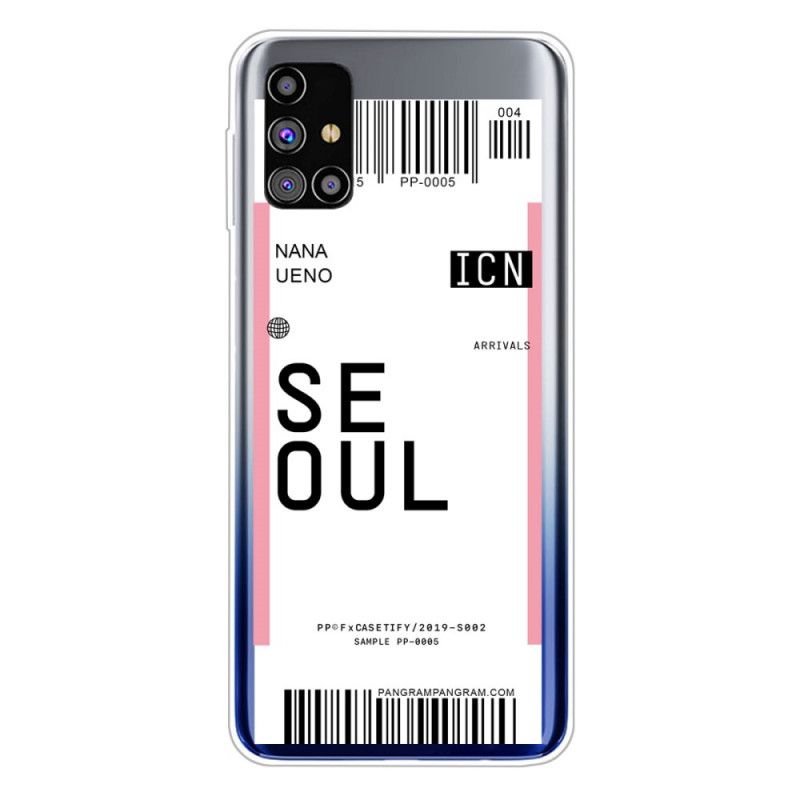 Deksel Samsung Galaxy M51 Magenta Boardingkort Til Seoul