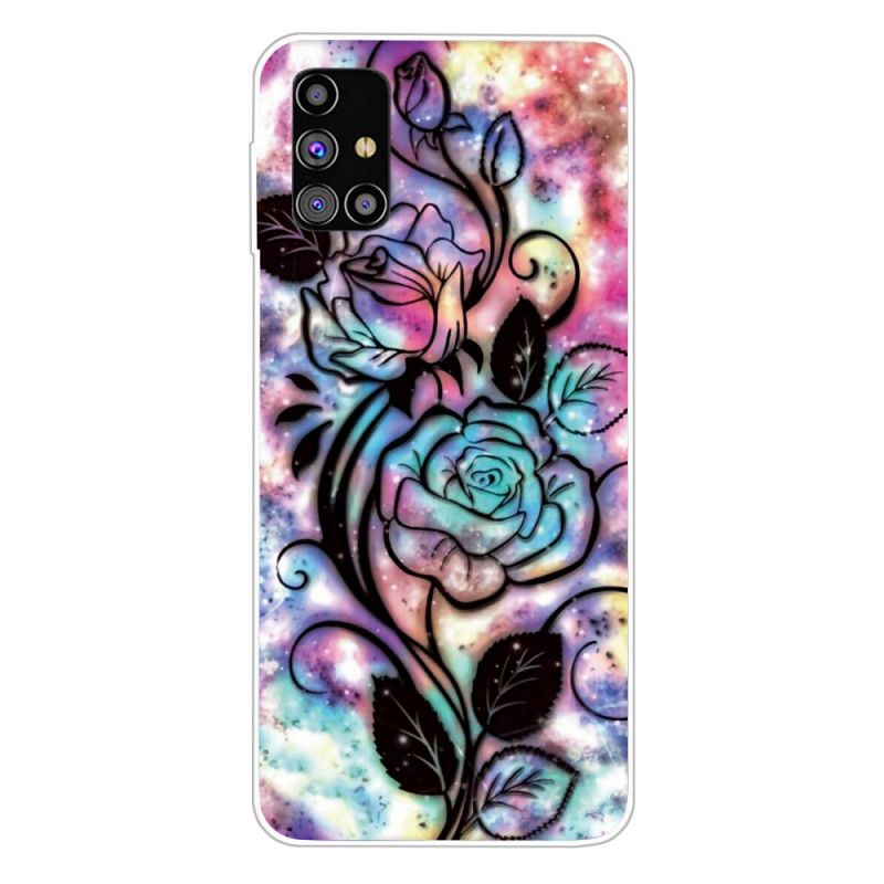 Deksel Samsung Galaxy M51 Mobildeksel Grafisk Blomst