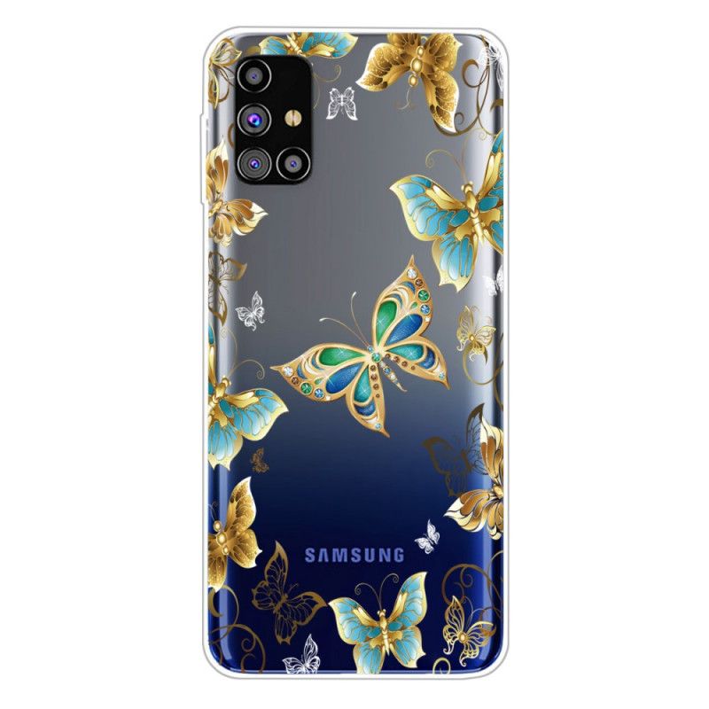 Deksel Samsung Galaxy M51 Mørkeblå Design Sommerfugler