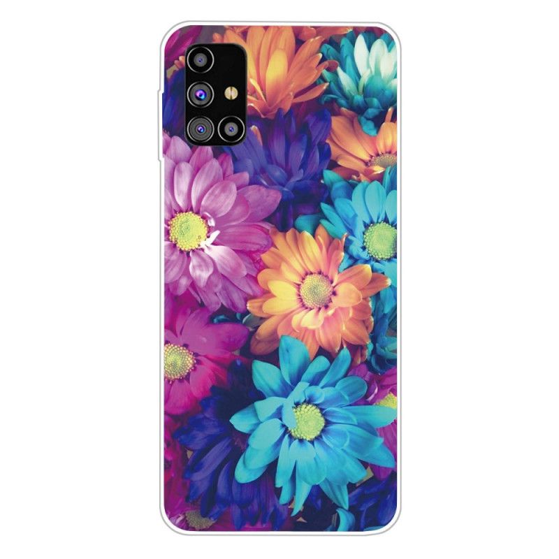 Deksel Samsung Galaxy M51 Oransje Fleksible Blomster