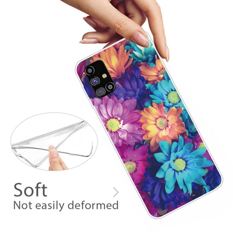 Deksel Samsung Galaxy M51 Oransje Fleksible Blomster