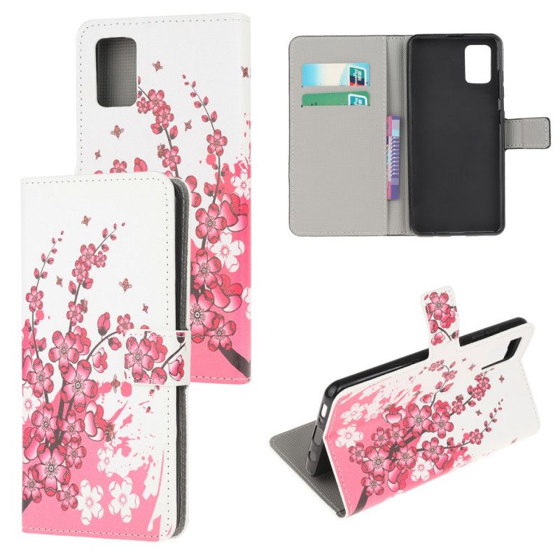 Folio Deksel for Samsung Galaxy M51 Magenta Tropiske Blomster