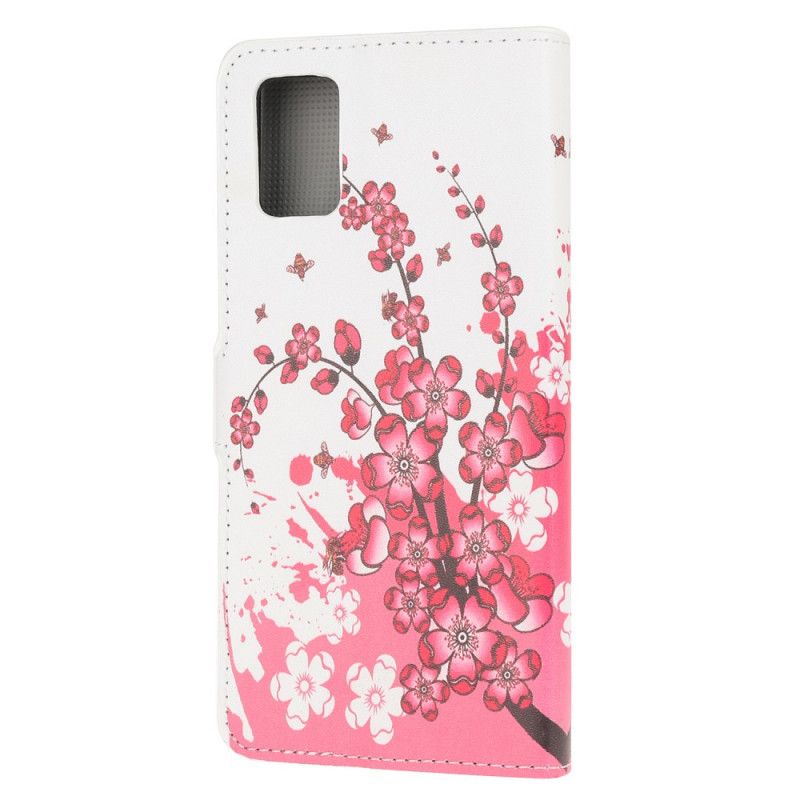 Folio Deksel for Samsung Galaxy M51 Magenta Tropiske Blomster