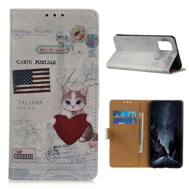 Folio Deksel for Samsung Galaxy M51 Omreisende Katt