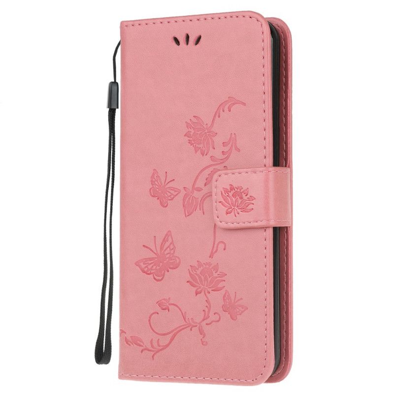 Folio Deksel for Samsung Galaxy M51 Svart Sommerfugler Og Tanga Blomster