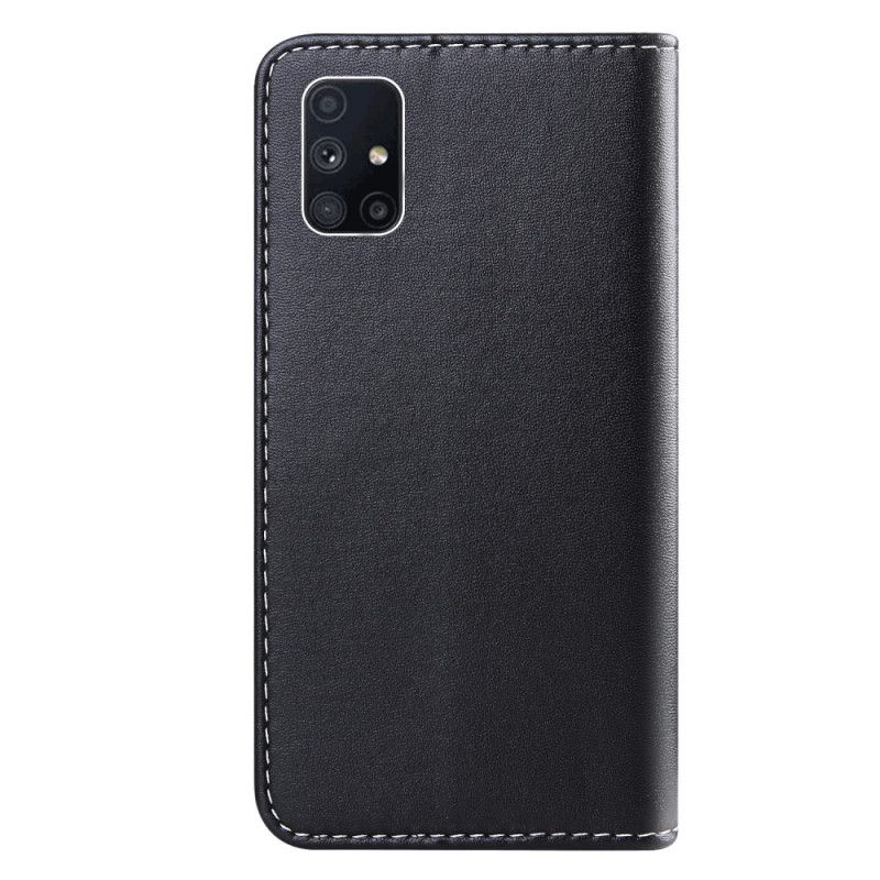 Folio Deksel for Samsung Galaxy M51 Svart Trefarget Skinneffekt