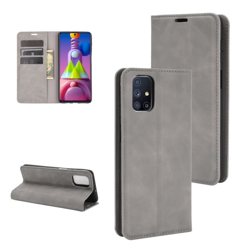 Folio Deksel Samsung Galaxy M51 Svart Myk Skinneffekt