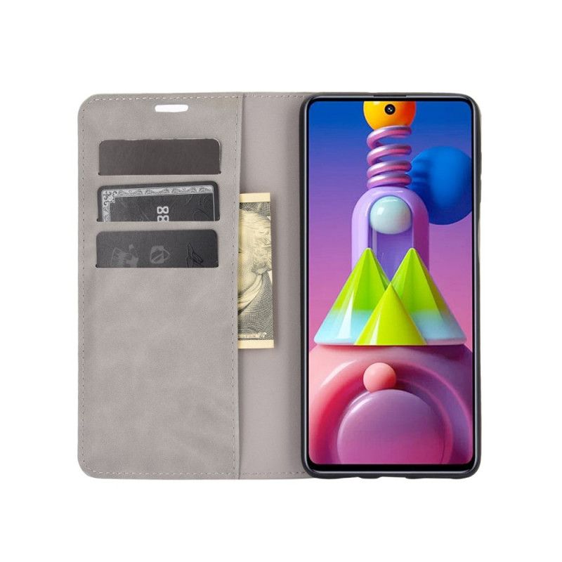 Folio Deksel Samsung Galaxy M51 Svart Myk Skinneffekt