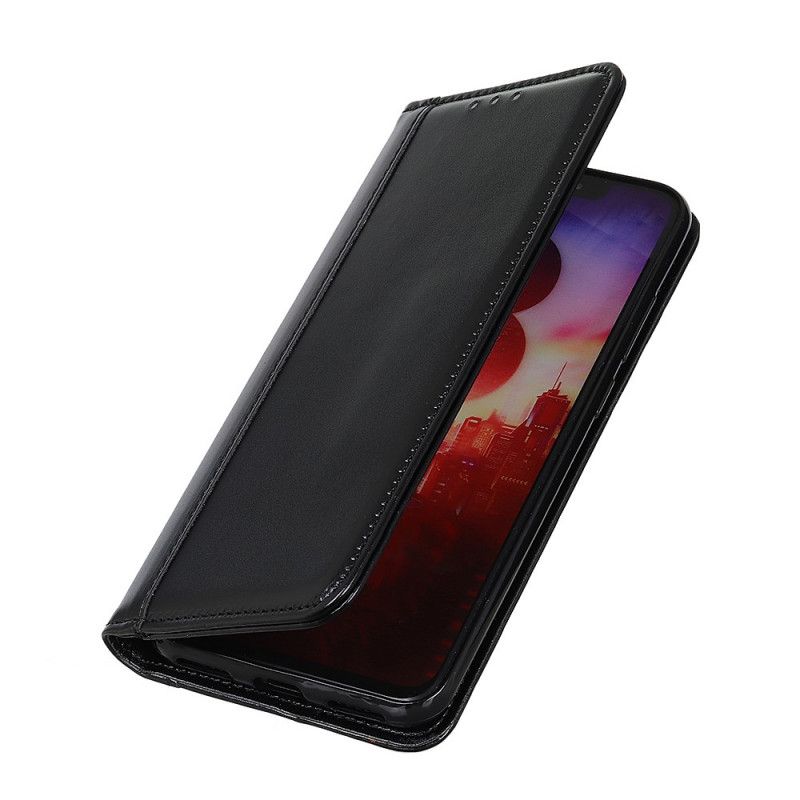 Folio Deksel Samsung Galaxy M51 Svart Skinnende Delt Skinn