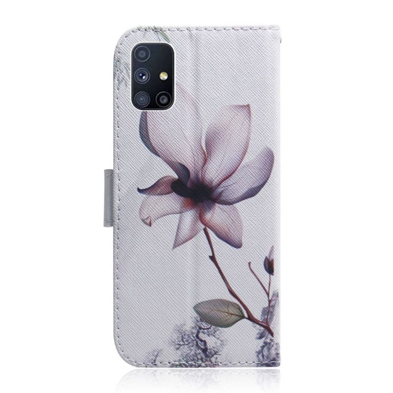 Lærdeksel Folio Deksel Samsung Galaxy M51 Gammel Roseblomst