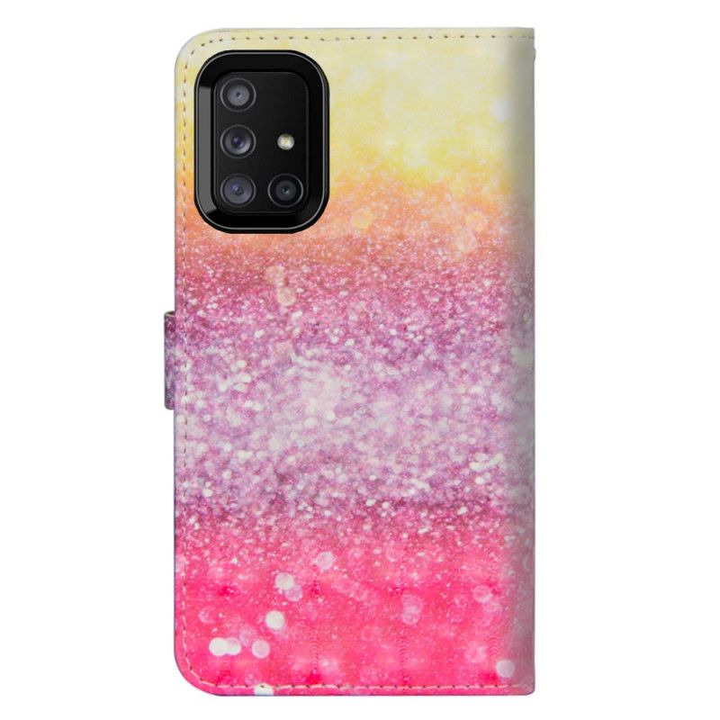 Lærdeksel Folio Deksel Samsung Galaxy M51 Mobildeksel Magenta Glittergradient