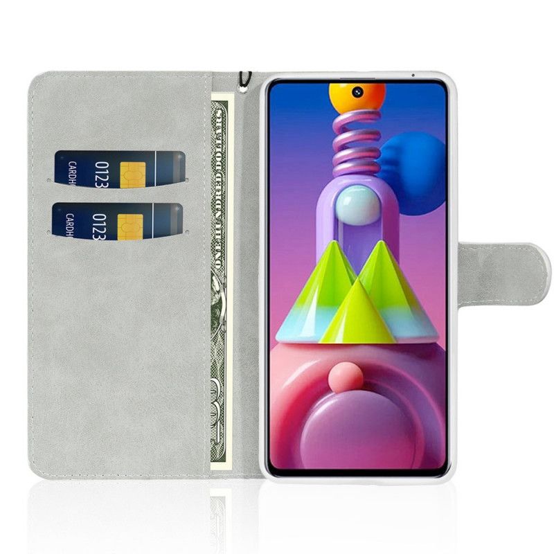 Lærdeksel Folio Deksel Samsung Galaxy M51 Svart Mobildeksel Glitter S Design