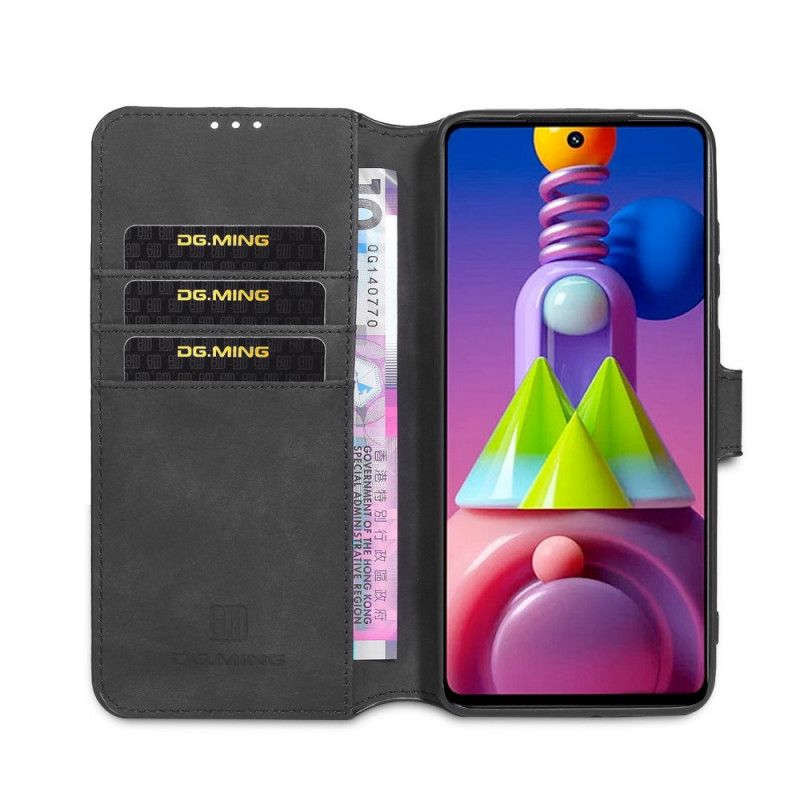 Lærdeksel Folio Deksel Samsung Galaxy M51 Svart Mobildeksel Vintage Khazneh-Skinneffekt