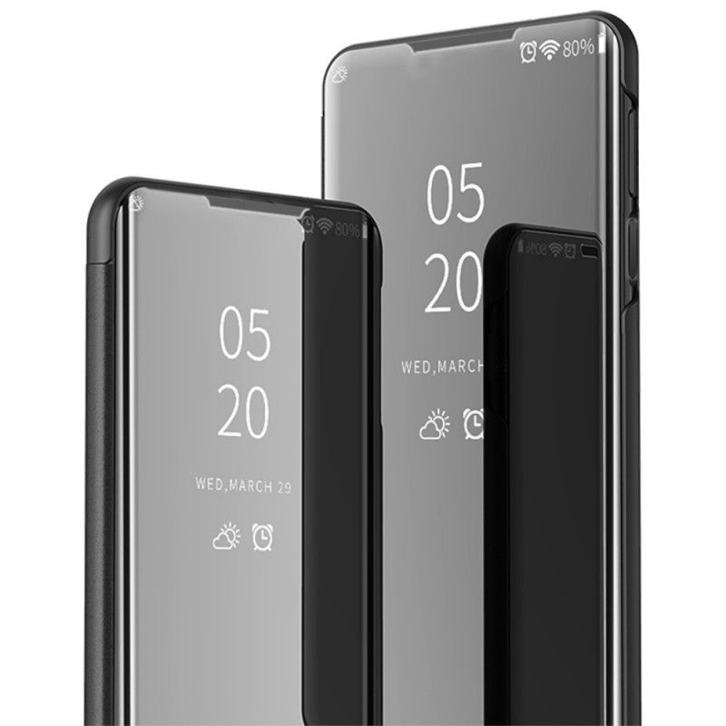 Vis Deksel Samsung Galaxy M51 Svart Speil Og Lærimitasjon