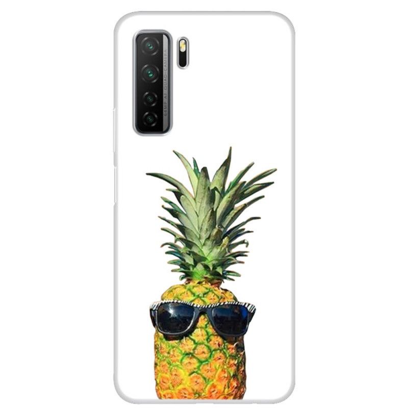 Deksel Huawei P40 Lite 5G Mobildeksel Gjennomsiktig Ananas Med Briller