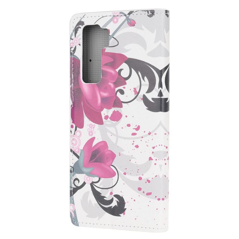 Folio Deksel for Huawei P40 Lite 5G Magenta Tropiske Blomster