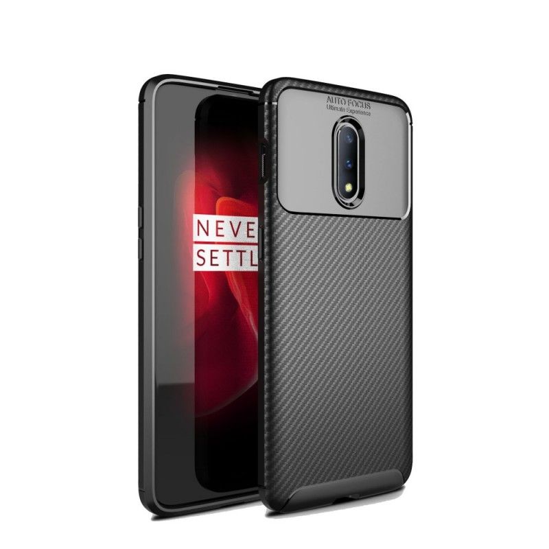 Deksel for OnePlus 7 Svart Fleksibel Karbonfibertekstur