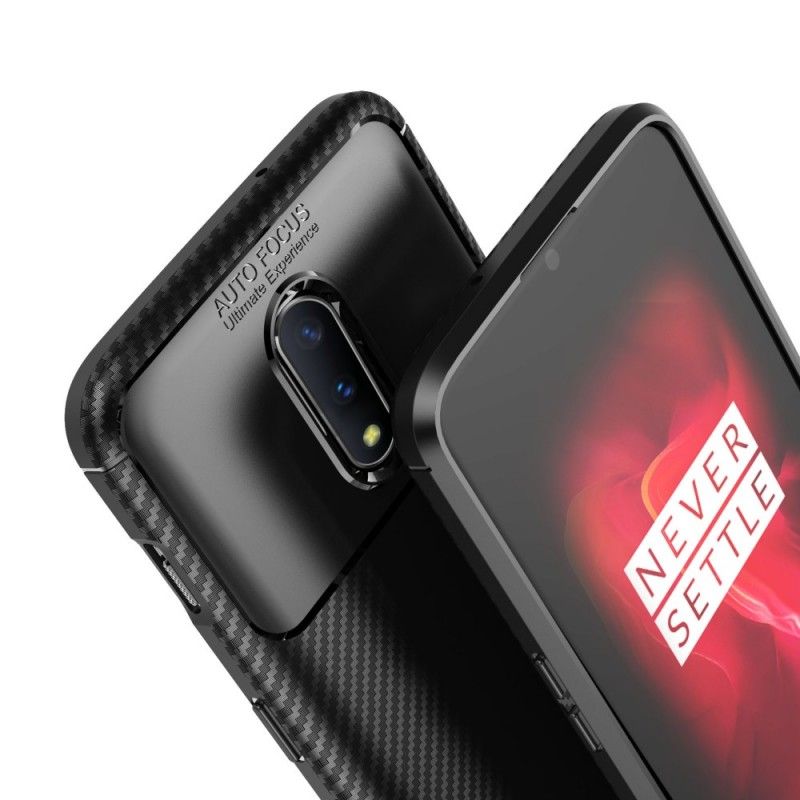 Deksel for OnePlus 7 Svart Fleksibel Karbonfibertekstur