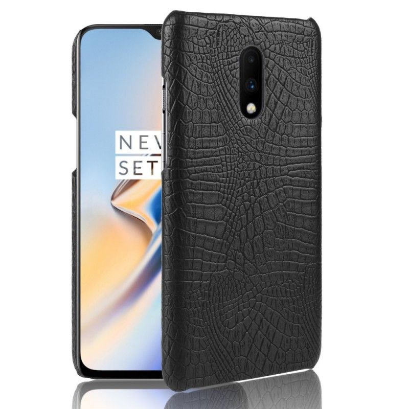 Deksel OnePlus 7 Svart Mobildeksel Krokodillehudeffekt