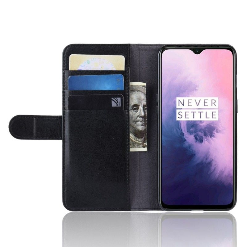 Folio Deksel for OnePlus 7 Svart Delt Skinn