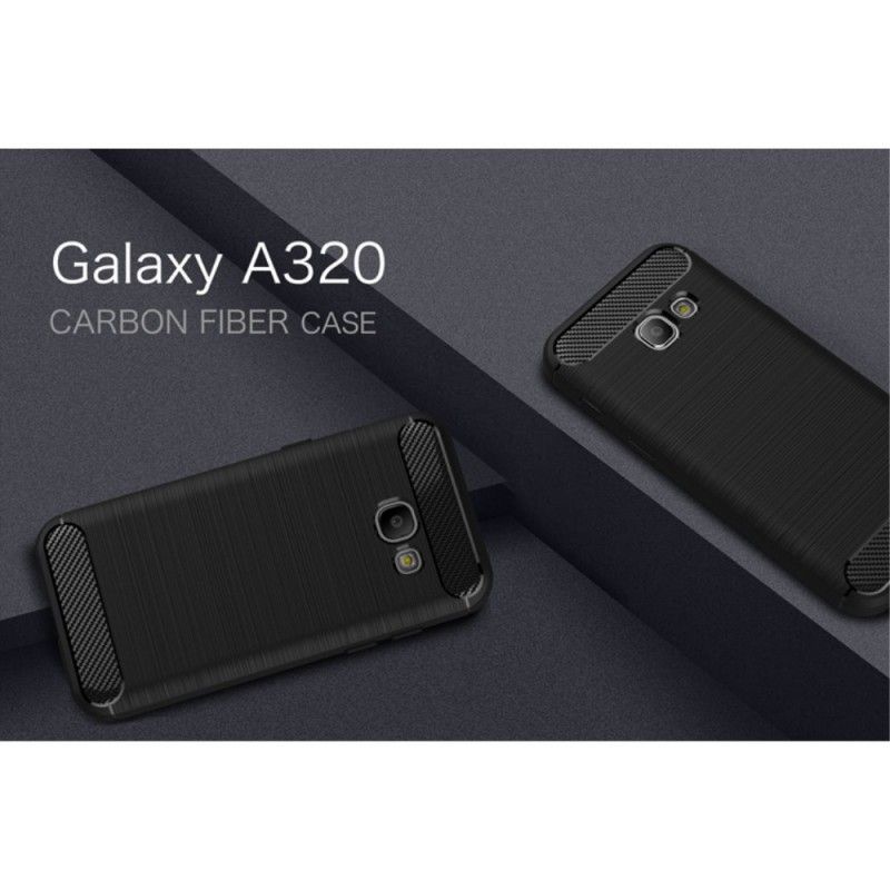 Deksel Samsung Galaxy A3 2017 Svart Mobildeksel Børstet Karbonfiber