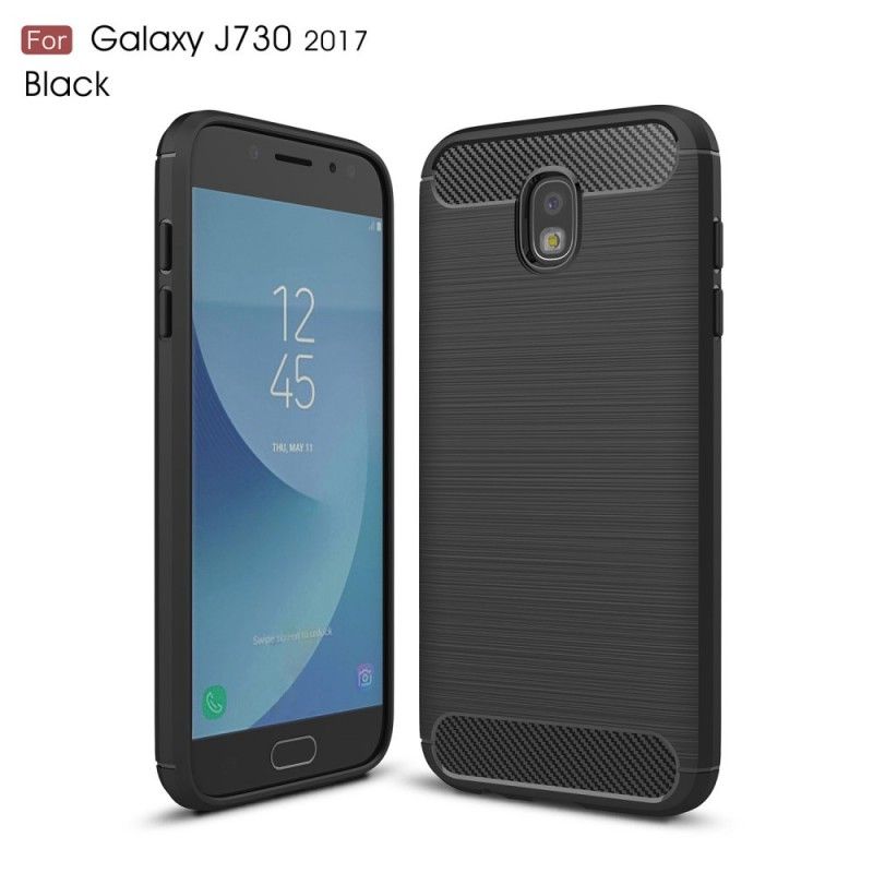 Deksel Samsung Galaxy J7 2017 Svart Børstet Karbonfiber Anti-fall