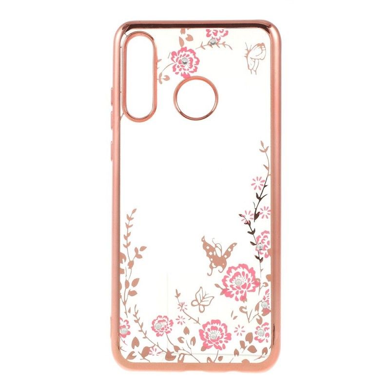 Deksel for Huawei P30 Lite Rose Gold Metalleffekt Grenser Til Sommerfugler