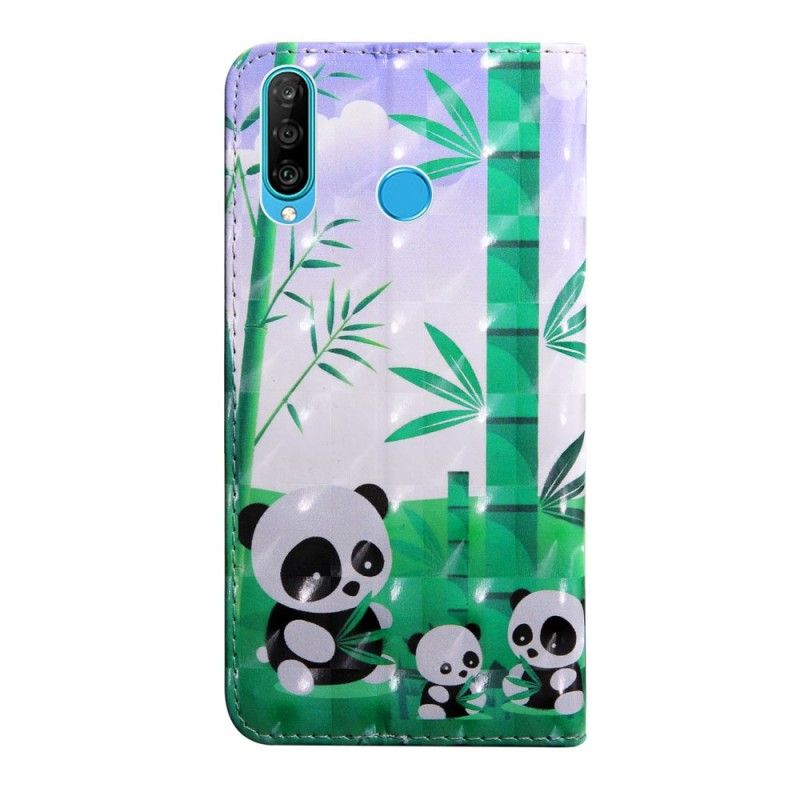 Folio Deksel for Huawei P30 Lite Pandafamilie