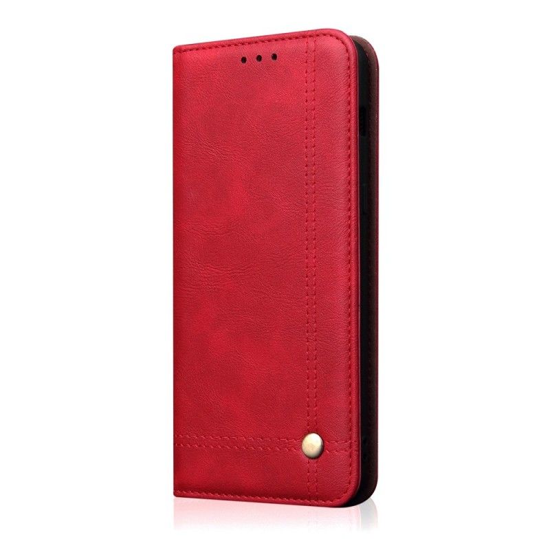 Folio Deksel for Huawei P30 Lite Svart Sydd Skinneffekt