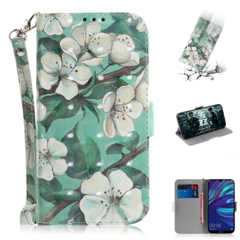 Folio Deksel Huawei P30 Lite Blomstrende Gren Med Tanga