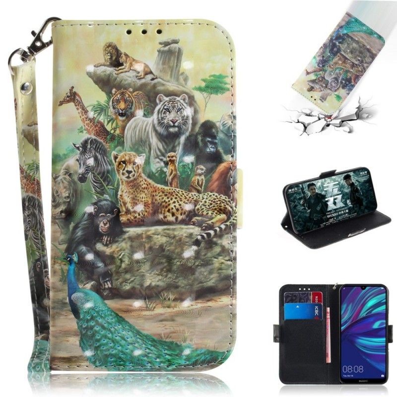 Folio Deksel Huawei P30 Lite Thong Safari Dyr