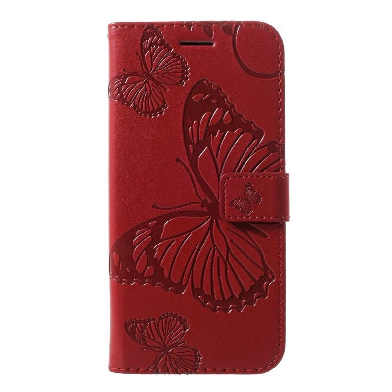 Lærdeksel Folio Deksel Huawei P30 Lite Rød Gigantiske Tanga Sommerfugler