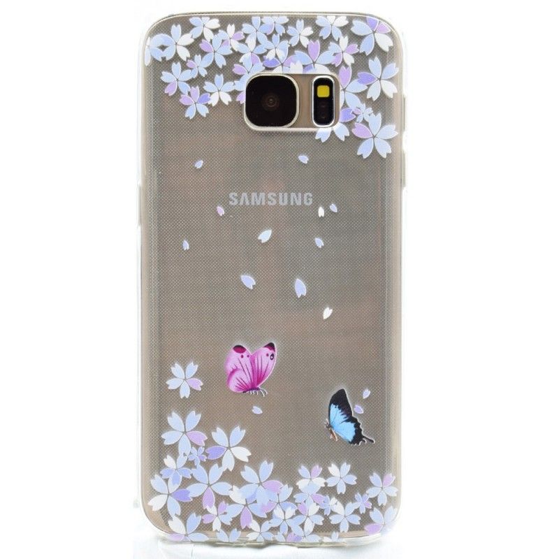 Deksel for Samsung Galaxy S7 Gjennomsiktige Sommerfugler Og Blomster