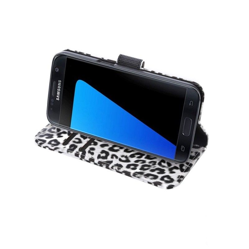 Folio Deksel for Samsung Galaxy S7 Hvit Leopard