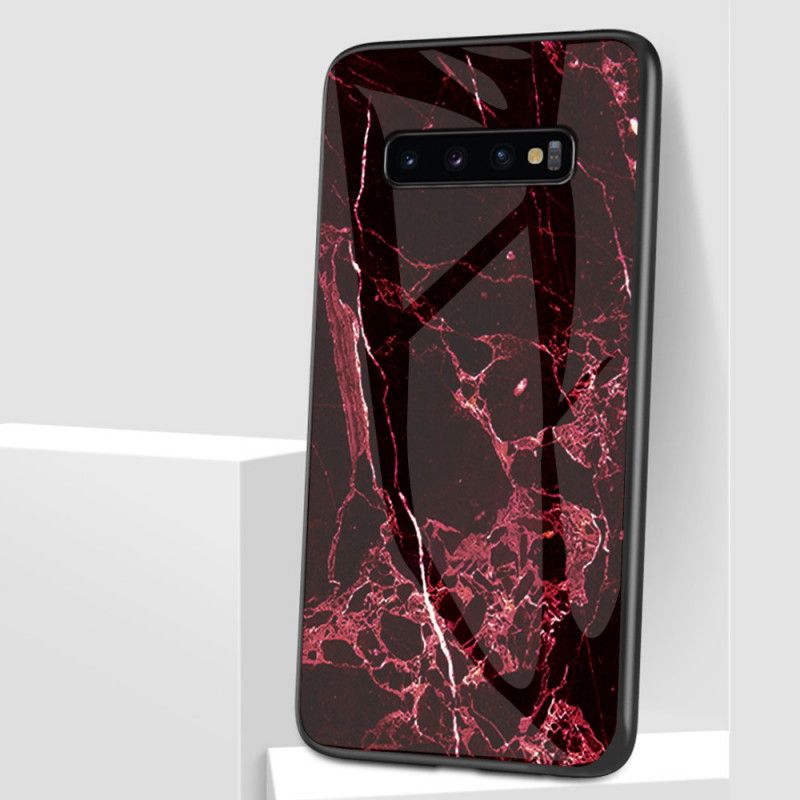 Deksel Samsung Galaxy S10 5G Svart Mobildeksel Herdet Marmorglass