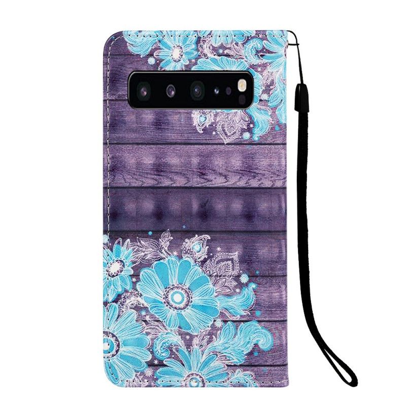 Folio Deksel Samsung Galaxy S10 5G Blå Blomster Anti-fall