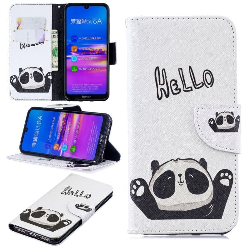 Folio Deksel Honor 8A Panda-Utskrift Hei