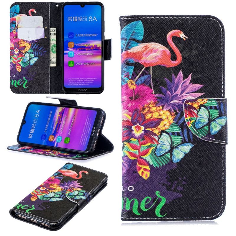 Lærdeksel Folio Deksel Honor 8A Sommerflamingo